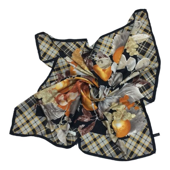 BASILE Gray Fruit Print Silk Scarf  Made In Italy "35/34,5" EX COND - Picture 2 of 11